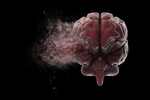 Cerebro explotando del lado derecho con con fondo negro